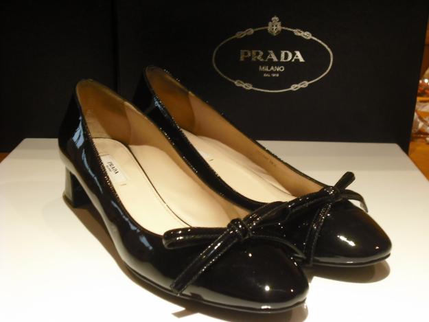 PRADA Exclusivos Zapatos Mujer Negros Charol Talla 38.5