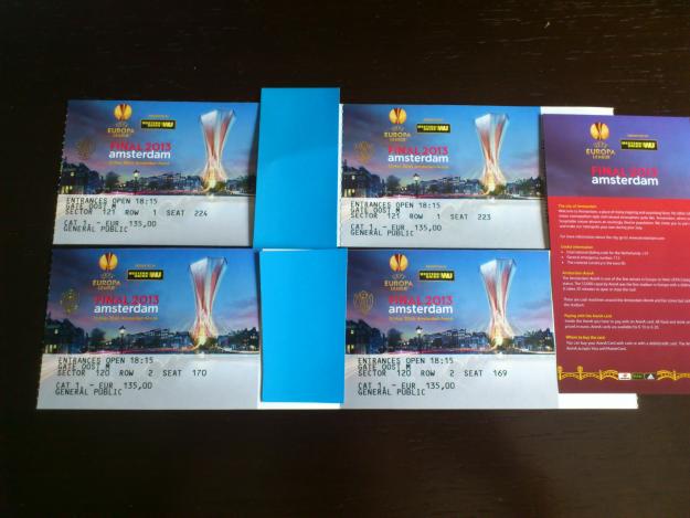 4 entradas final europa league 2013 amsterdam arena