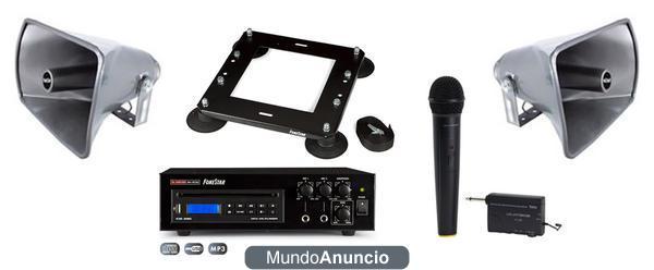 KIT MEGAFONOS + AMP + SOPORTE + MICRO