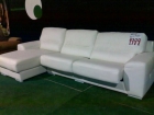 SOFA 3 PLAZAS MAS CHAISE PIEL FLOR - mejor precio | unprecio.es