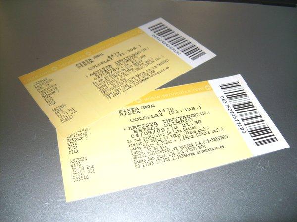 VENDO DOS ENTRADAS EN PISTA COLDPLAY BARCELONA