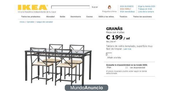 COMEDOR IKEA, MESA Y 4 SILLAS.