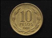 Pack de 8 Monedas de 10 pesos del régimen de Augusto Pinochet (vivo en chile)