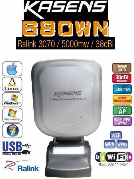 Adaptador wifi usb Kasens 5000mW 38DBI