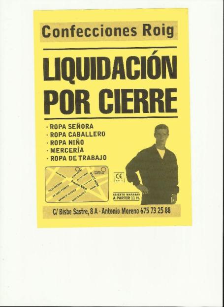 Liquidación tienda de ropas