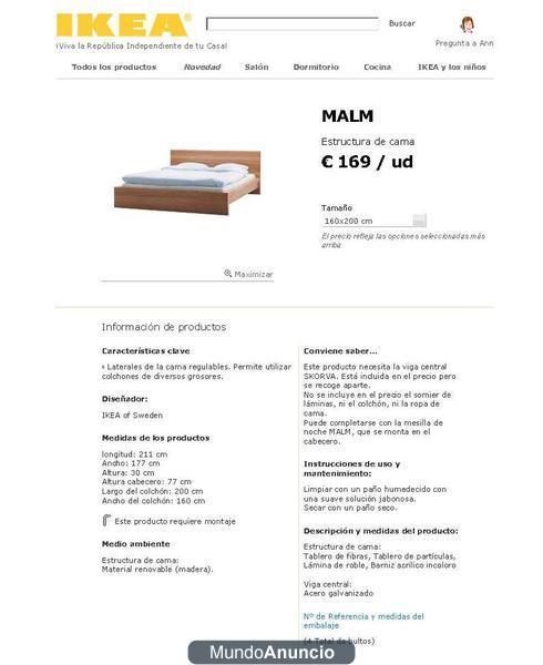 CAMA IKEA, MATRIMONIO 160 X 200