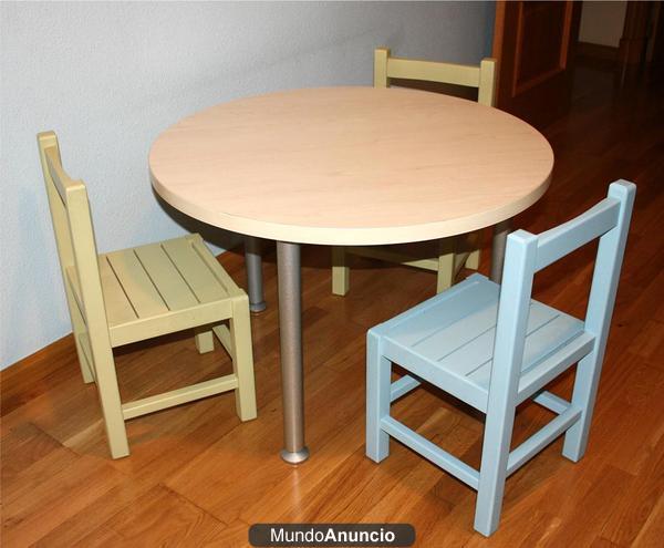 CONJUNTO DE MESA Y 3 SILLAS PARA NIÑO/A.