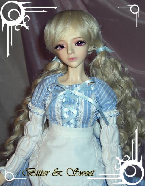 BJD Dollfie [Bitter&Sweet] Vestido maid lolita Candystripes ver.Azul