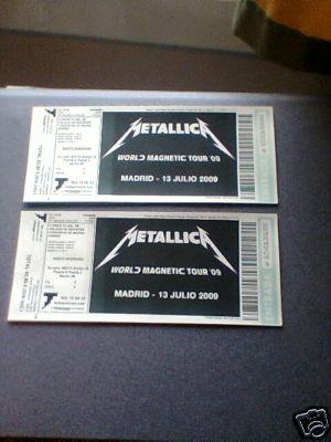 Vendo 2 entradas para Metallica en Madrid 13/07/2009