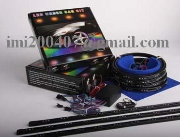 4 Tira led auto R.G.B con mando distancia pack completo