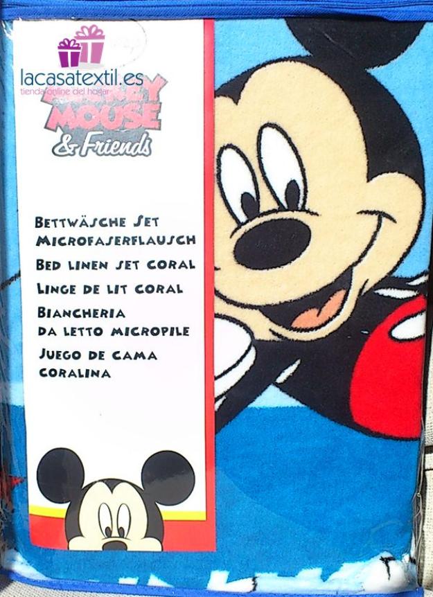 Juego de sabanas 3 piezas de coralina Mickey Mouse & Friends 190x90 Single