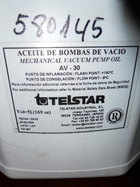 Se vende Garrafa de Aceite para Bombas de Vacio de 5l marca TELSTAR (la mejor) nuevas