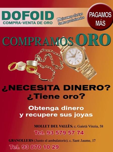 Compro oro, pago inmediato tasacion gratuita