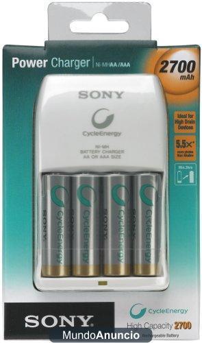 Sony BCG 34 HLD 4 F Power-Charger - Cargador con 4 pilas AA Ni-MH, (2700 mAh, 110-240 V)