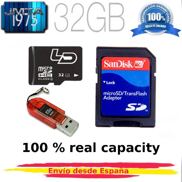Micro sd 32GB + adaptador + adp usb  ( envío certificado desde españa )