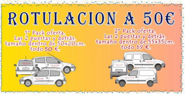 Ejemplos de ofertas rotulación coches, furgonetas,  Barcelona.  solo 50€.