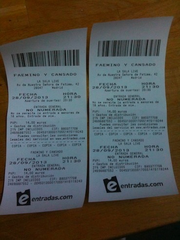 2 Entradas Faemino y Cansado 28/9