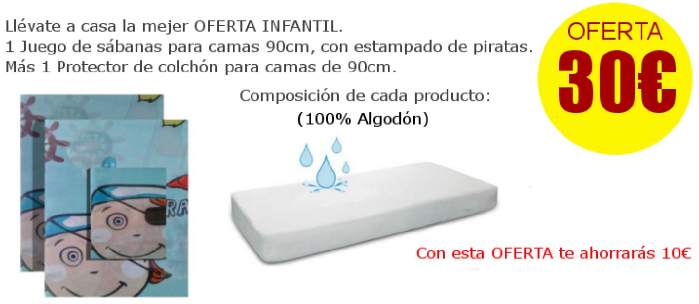 Oferta juego de sábanas infantil + protector de colchón