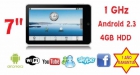 Tablet PC 7" Android 2.3 1 GHz 4GB HDD 256Mb RAM - mejor precio | unprecio.es