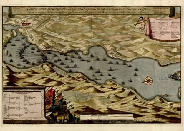 Grabado Ría de Vigo. 1702