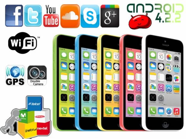 Goophone i5c, réplica iphone 5c, libre, envío en 2 días