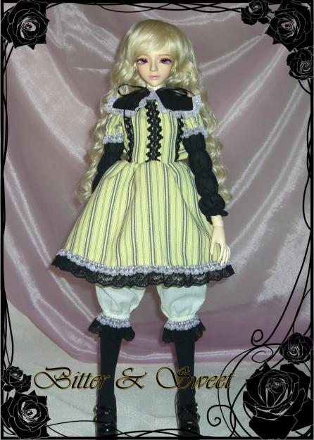 BJD Dollfie [Bitter&Sweet] Vestido amarillo y negro estilo Lolita