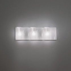 Artemide Logico parete micro 3 in linea incandescente: difusor seda, fondo gris - iLamparas.com