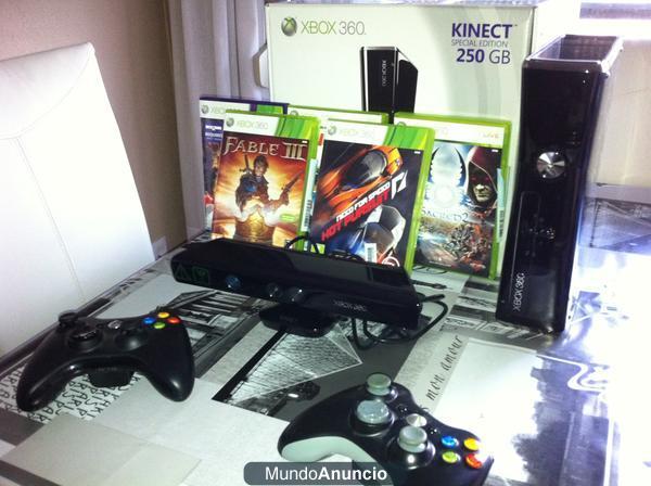 VENDO XBOX 360 ELITE 250GB + KINET+ACCESORIOS