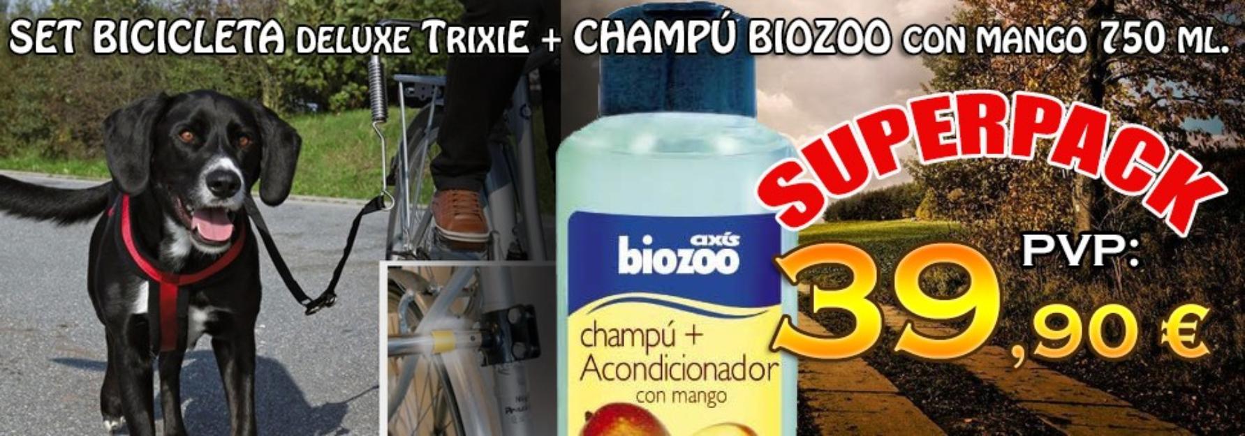 Extensión bicicleta De Luxe Muelle Amortiguador + ﻿Champú Biozoo 2 en 1 de 750 ml.