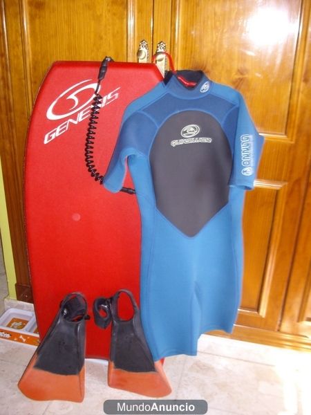 bodyboard kit :traje quiksilver+tabla+aletas el oferton!!!