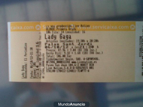 Entrada Lady Gaga Barcelona, Categoría 1 grada