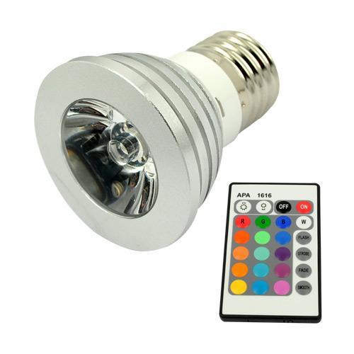 Bombilla LED 3w duncion multicolor con mando a distancia