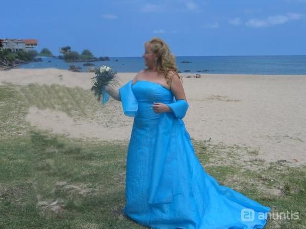 vendo precioso vestido de novia azul turquesa