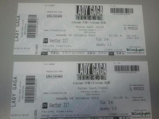 Entradas lady gaga