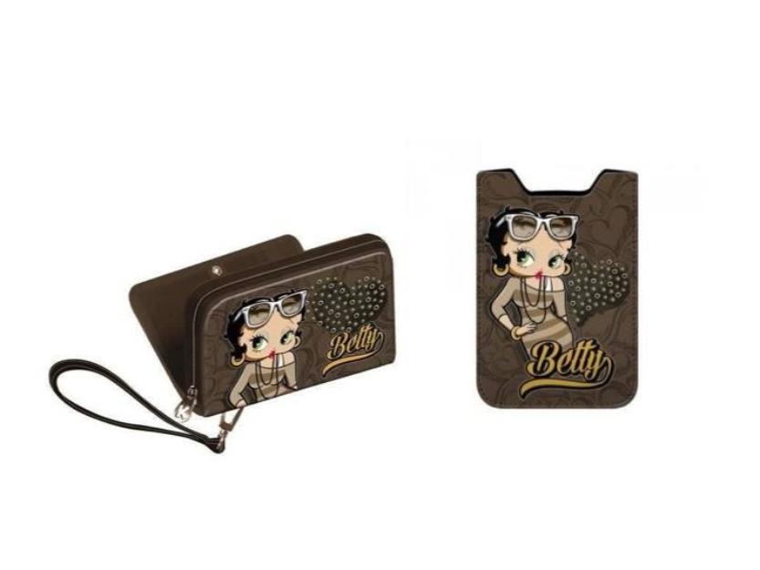 Pack promocional Billetera mas funda de móvil betty Boop