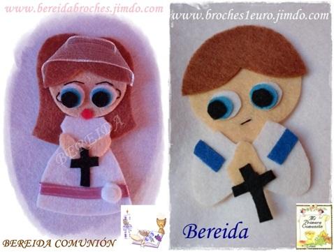 broches de fieltro comunion para niña y niño 2 euros