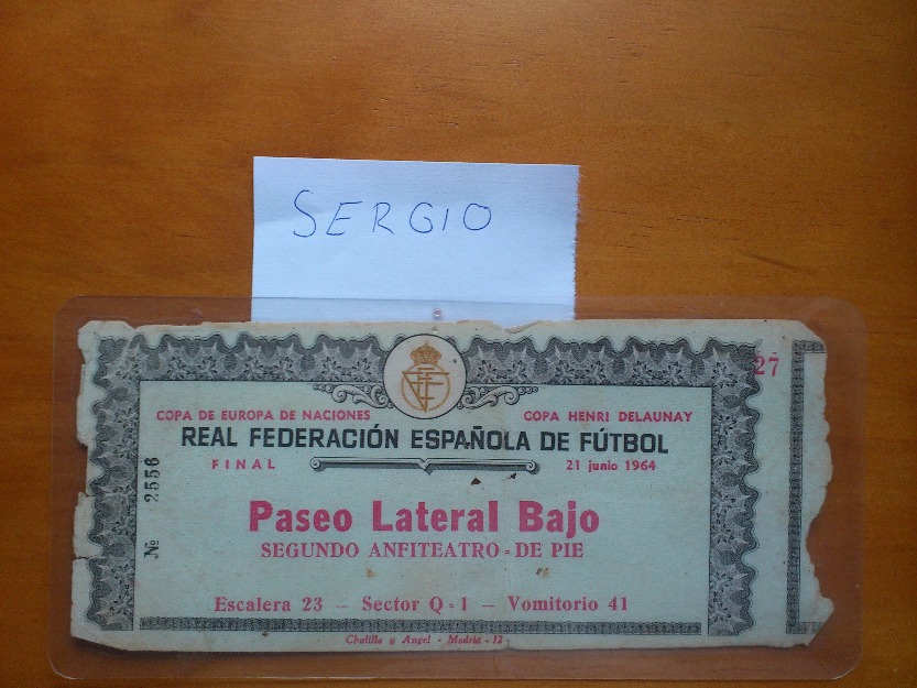 Entrada original de la Final de la Eurocopa de 1964