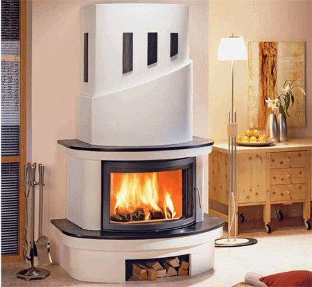 Chimenea de leña con insertable curvo -COLMAR