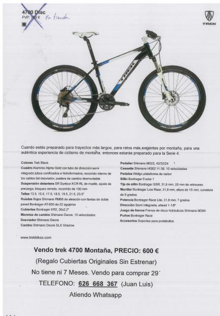 Vendo trek 4700 año 2013 (600€) + regalo