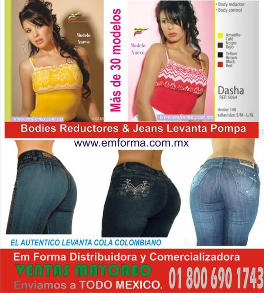 EL MEJOR PRECIO POR MAYOREO BODIES REDUCTORES Y JEANS LEVANTA POMPA, COLOMBIANOS