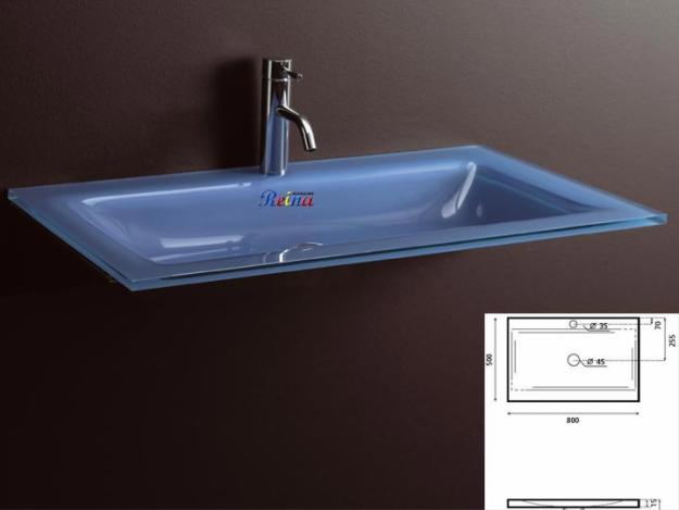 Promoción sobre encimera Lavabo Encimera GLASS Azul