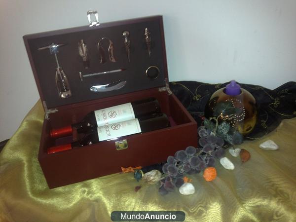 Estuche + accesorios vino + 2 botellas vino Rioja Loriñon Crianza 2004.