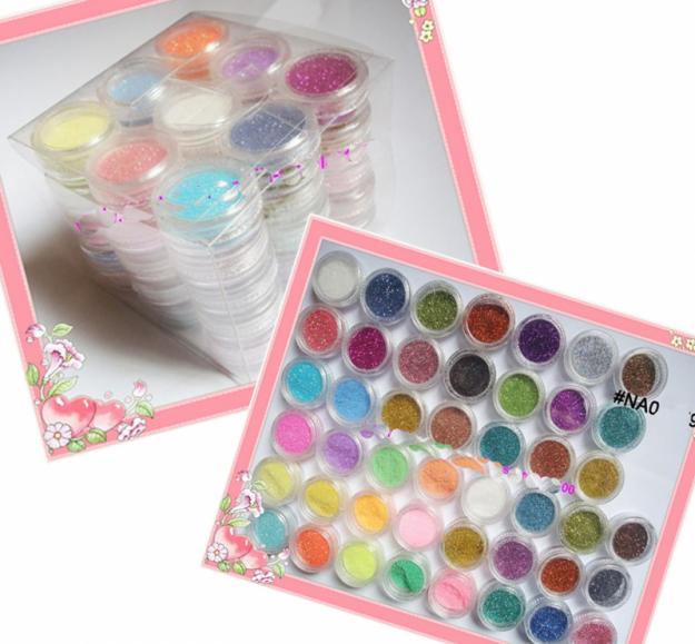 Kit 45 botes fantasticos glitter decoracion uñas