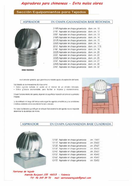 Aspiradores de aire para chimeneas