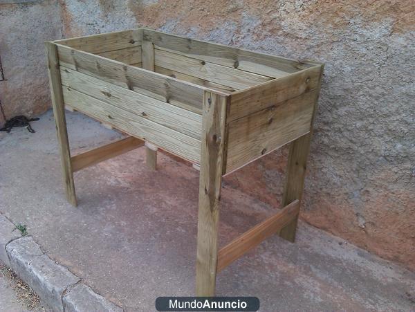 Mesa de cultivo de madera tratada, horticultura