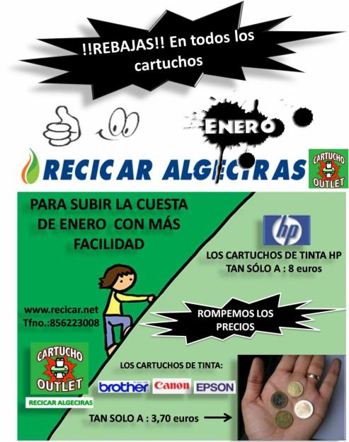 En Enero rebajamos todos los cartuchos de tinta y tóner, en Algeciras