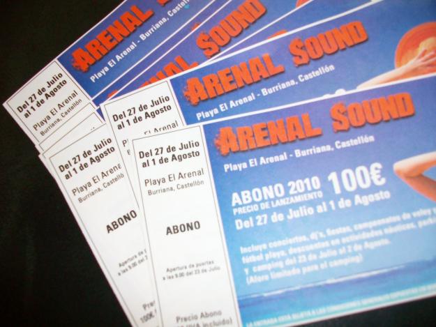 VENDO ABONOS PARA EL ARENAL SOUND FESTIVAL 80 EUROS.