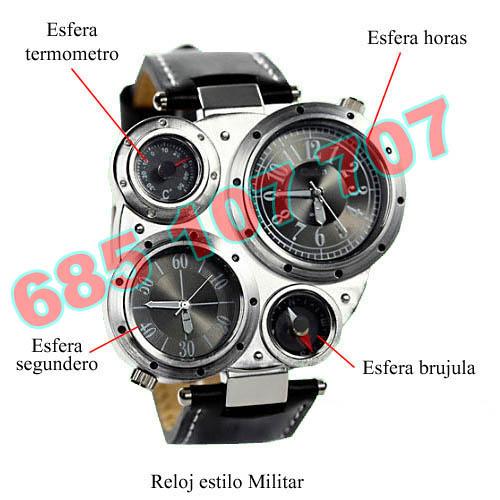 Reloj estilo militar comando con 4 esferas unisex