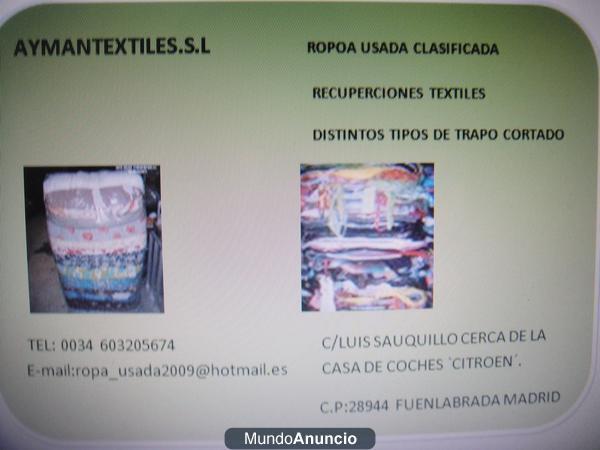 ROPA USADA PARA LOS MERCADILLOS Y LAS TIENDAS DE 2º MANO,TEL:603205674