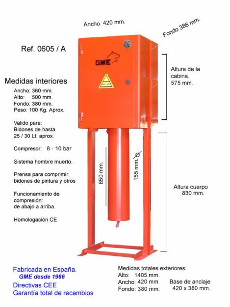 Prensa para comprimir botes y bidones